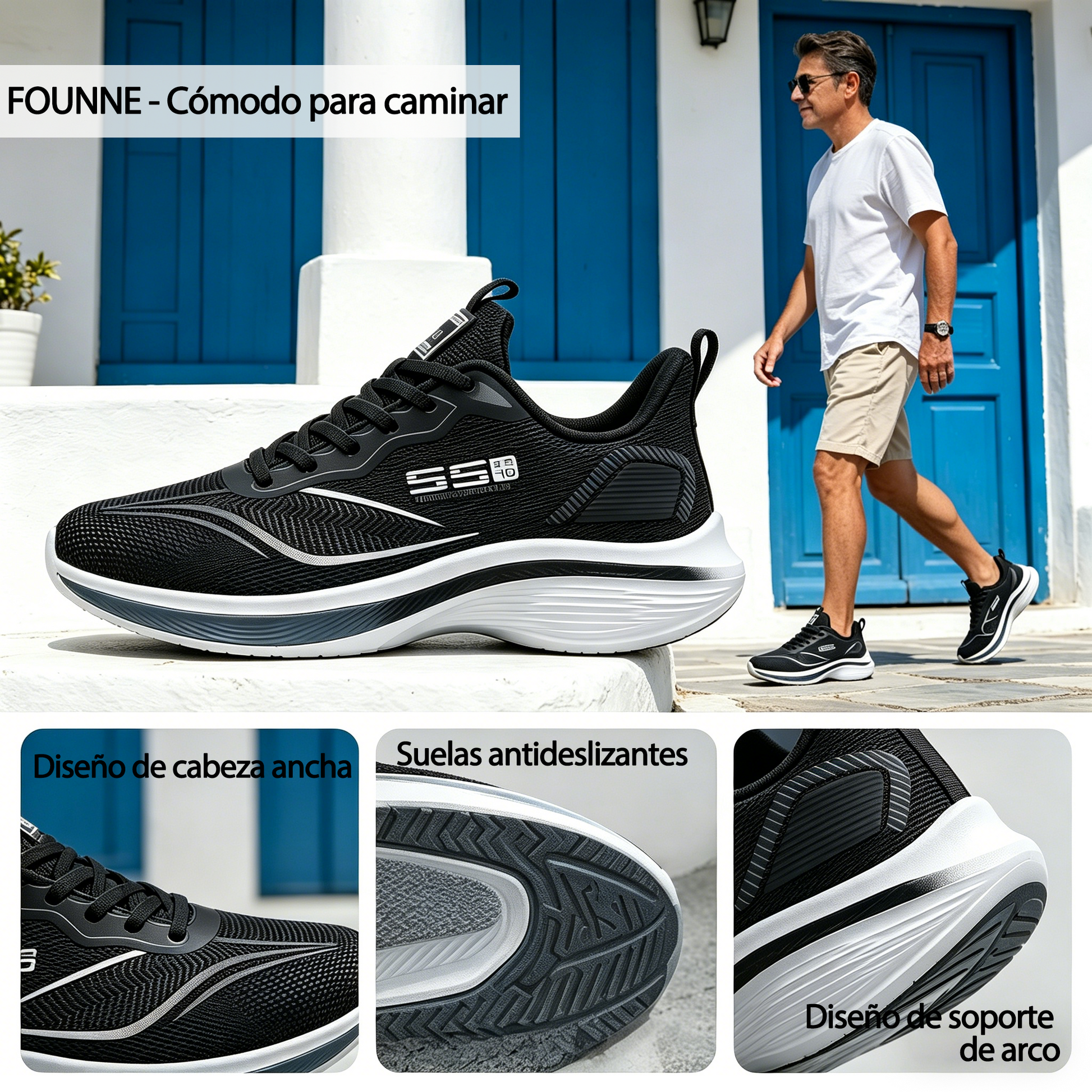 Founne® 【🔥¡Oferta por tiempo limitado, 50% de descuento hoy! ⏰】Zapatillas cómodas para caminar | Súper amortiguación | Alivia el dolor de pies | Impermeables y antideslizantes | Corrigen la marcha👟