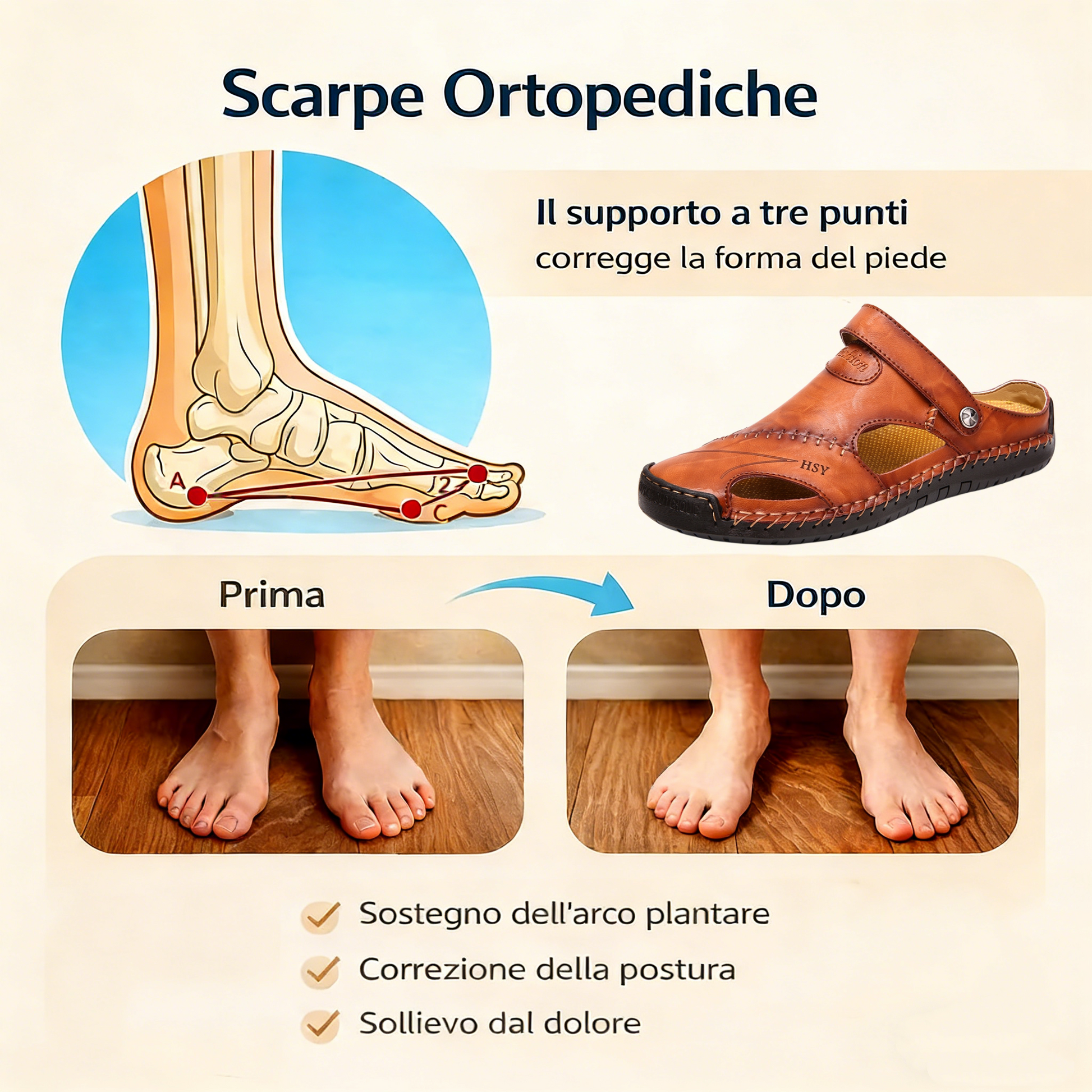 【⏰Ultimo giorno, sconto del 70%! Da non perdere!】Sandali ortopedici ergonomici realizzati in pelle di vacchetta australiana,✅progettati appositamente per gli uomini europei.