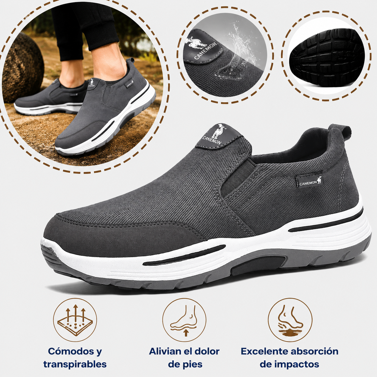 🔥 Zapatos ortopédicos de diseño ergonómico ⏰ Zapatos de lona ligeros y transpirables 👞 Proporcionan soporte para el arco para caminar sin dolor