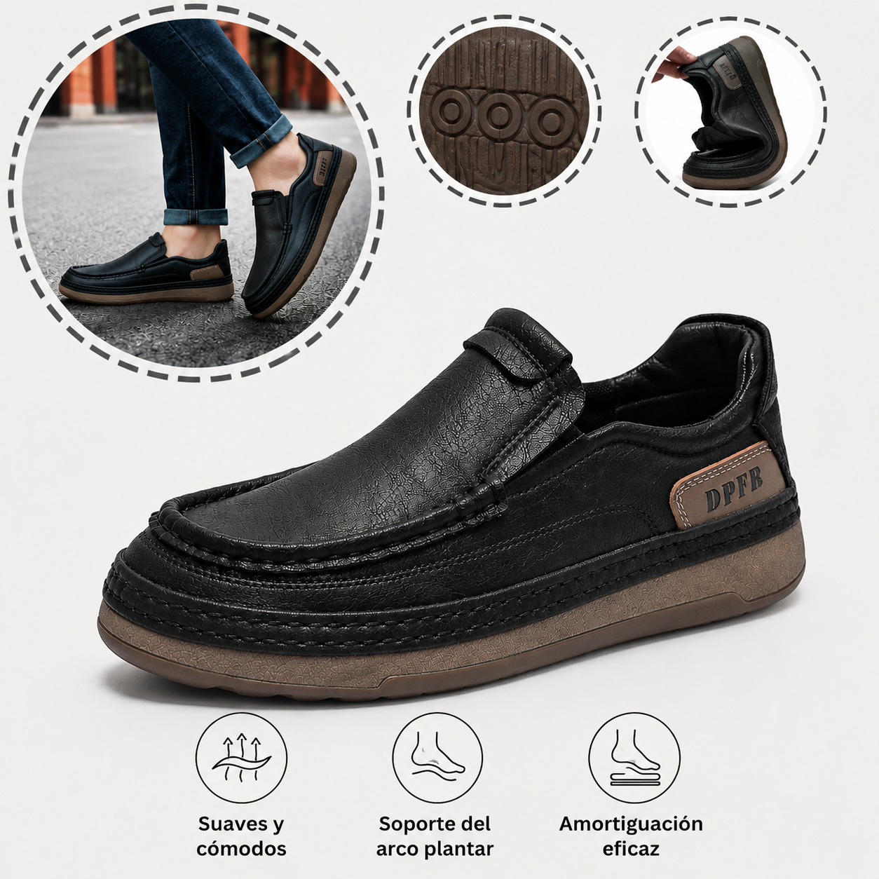 🎉 ¡Sconto del 50% hoy! 👞 Zapatos de cuero para hombre de uso diario 🐂 Hechos de piel de vacuno australiana de alta calidad ✅ Transpirables y ligeros 🦶 Soporte del arco plantar y eficaz absorción de impactos ✅ Ideales para caminar todo el día sin moles