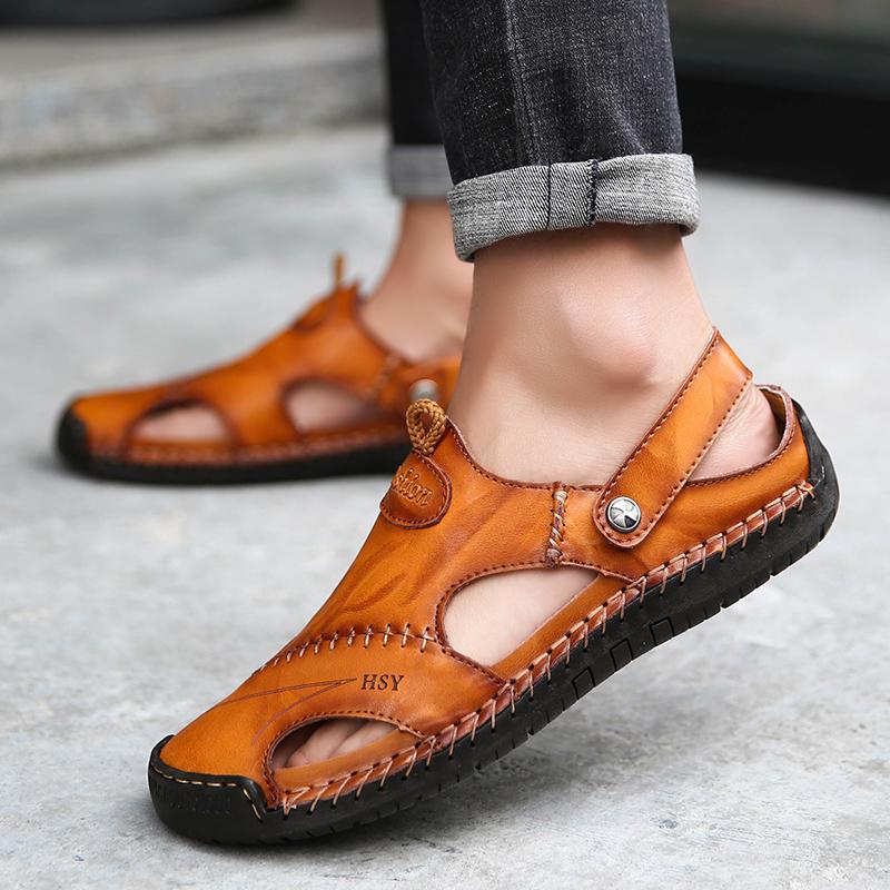 【⏰Ultimo giorno, sconto del 70%! Da non perdere!】Sandali ortopedici ergonomici realizzati in pelle di vacchetta australiana,✅progettati appositamente per gli uomini europei.