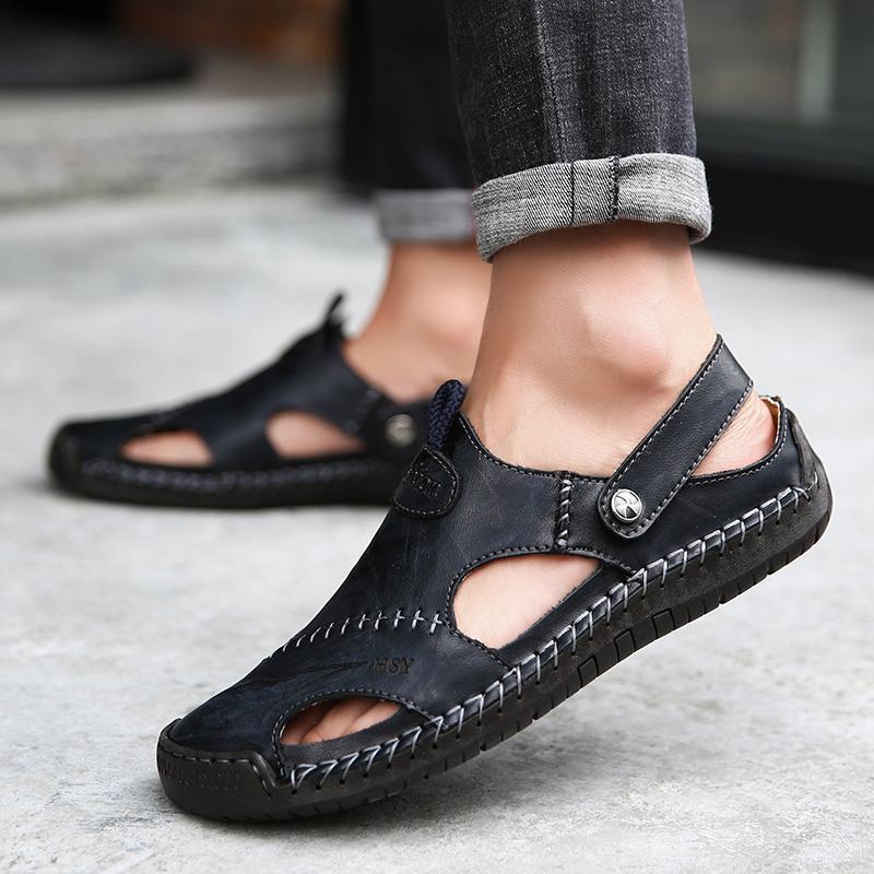 【⏰Ultimo giorno, sconto del 70%! Da non perdere!】Sandali ortopedici ergonomici realizzati in pelle di vacchetta australiana,✅progettati appositamente per gli uomini europei.