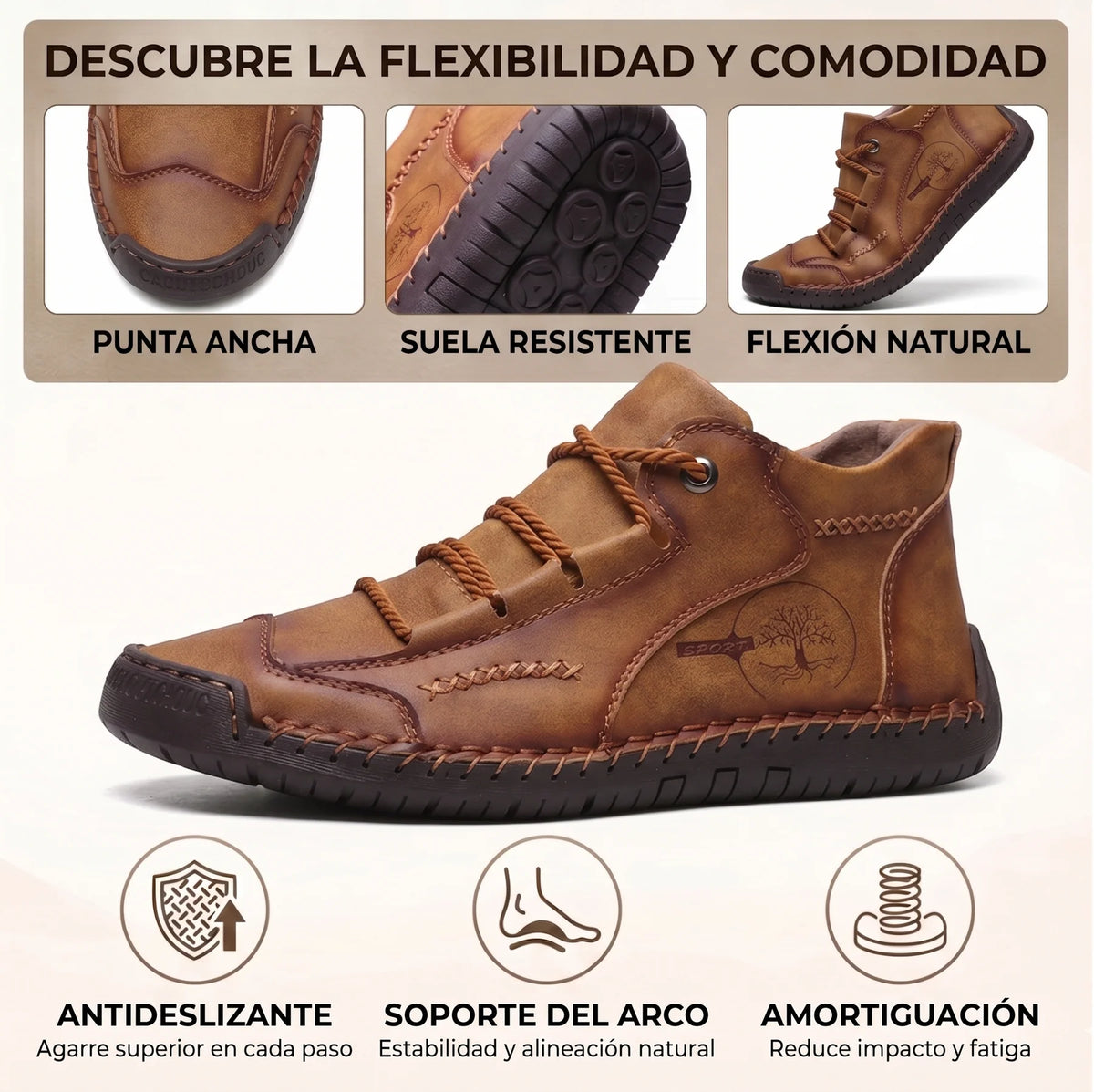 (🔥 50% de descuento - ¡No te lo pierdas!) Zapatos de piel de becerro premium - Zapatos ortopédicos - 👞 Impermeables y antideslizantes (soporte de arco para caminar más fácilmente)