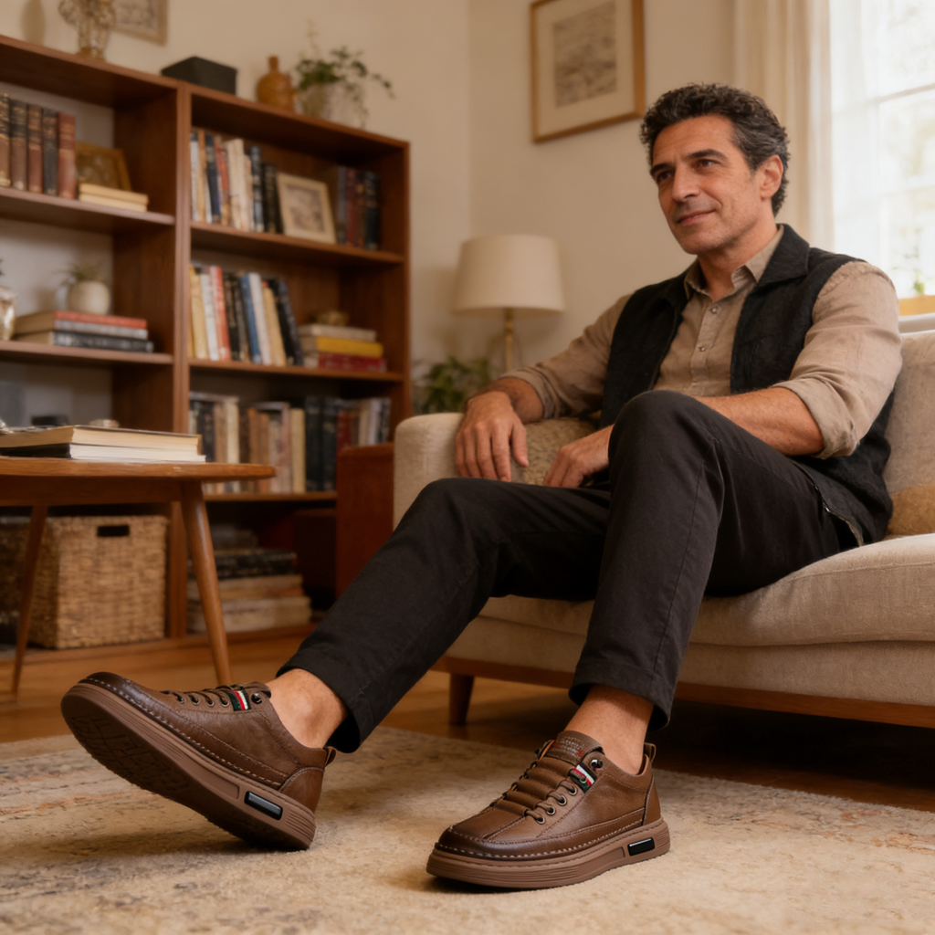 🔥Zapatos ortopédicos cosidos a mano de piel de becerro australiana👞✅Soporte para el arco del pie: alivia el dolor de pies✅Imprescindibles para hombres: impermeables y antideslizantes✅