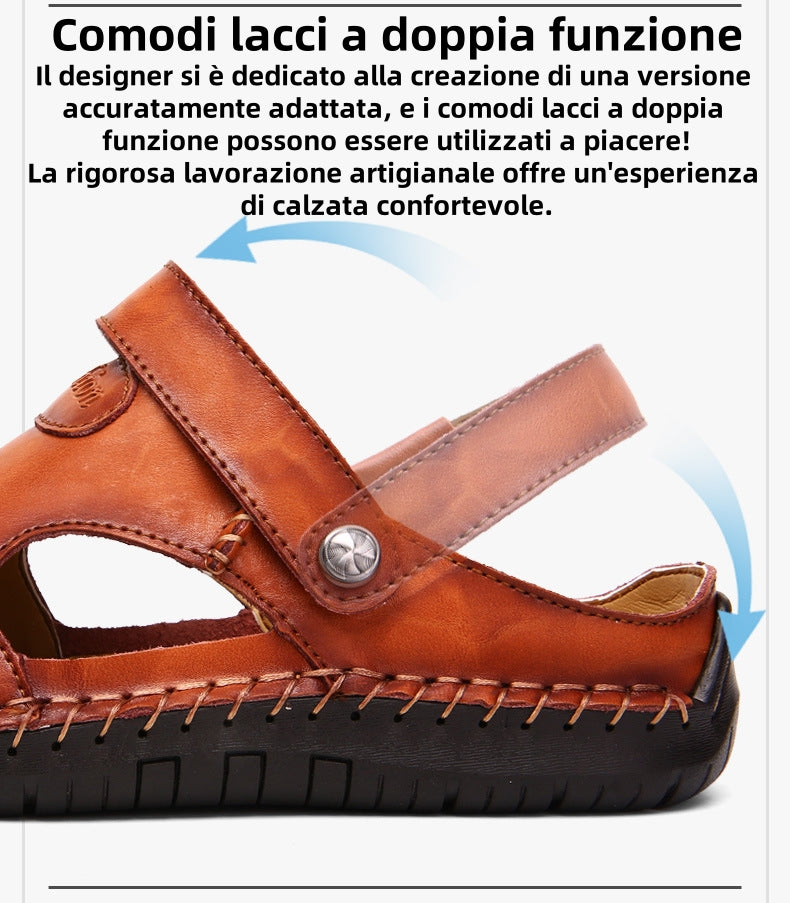 【⏰Ultimo giorno, sconto del 70%! Da non perdere!】Sandali ortopedici ergonomici realizzati in pelle di vacchetta australiana,✅progettati appositamente per gli uomini europei.