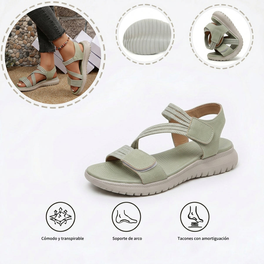 Sandalias ortopédicas cómodas: soporte ergonómico para el arco del pie, ancho ajustable y diseño que realza la silueta de la pierna.