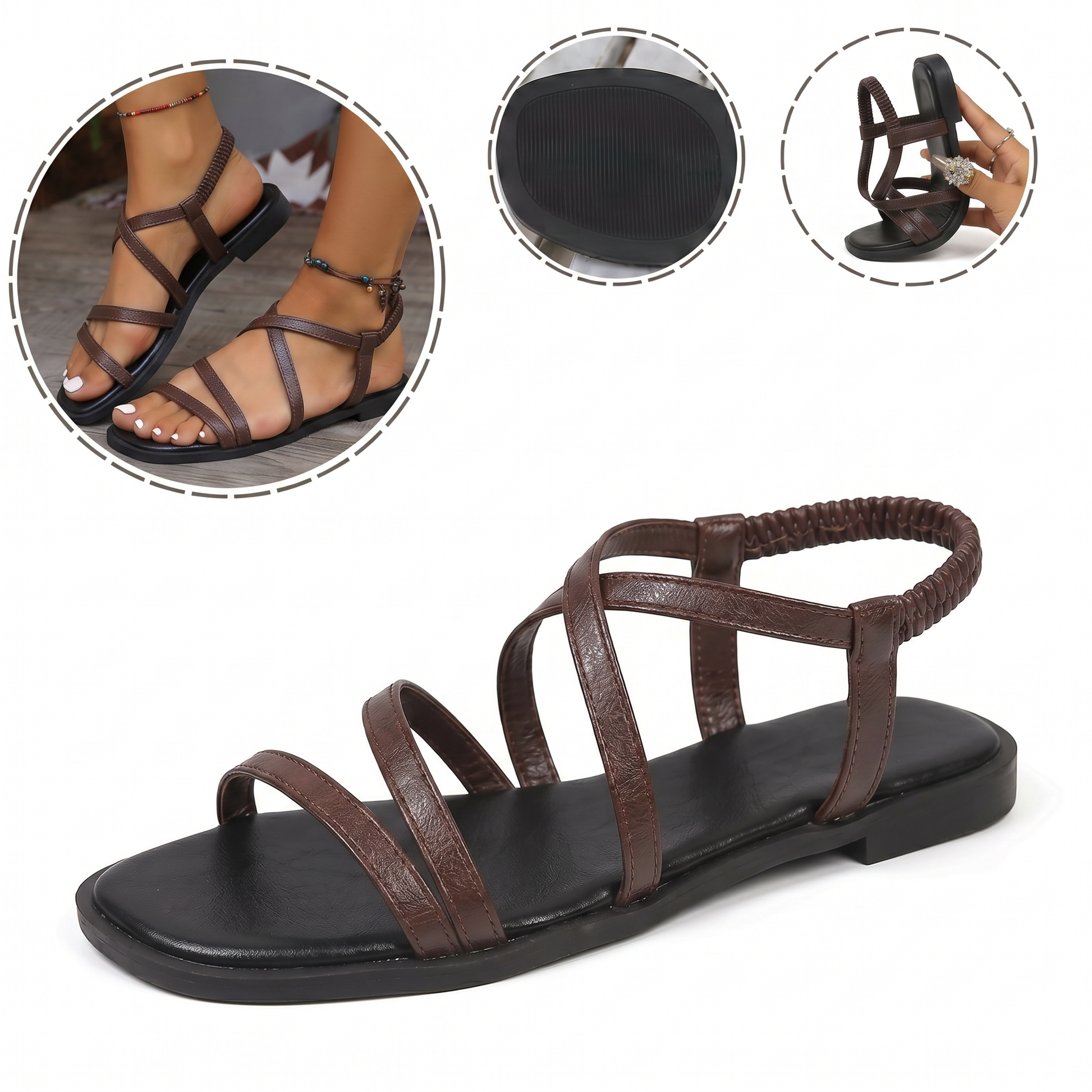 Sandalias ortopédicas ergonómicas — Con soporte para el arco que ayuda a aliviar el dolor de pies, estabilizar el talón y reducir la inestabilidad al caminar
