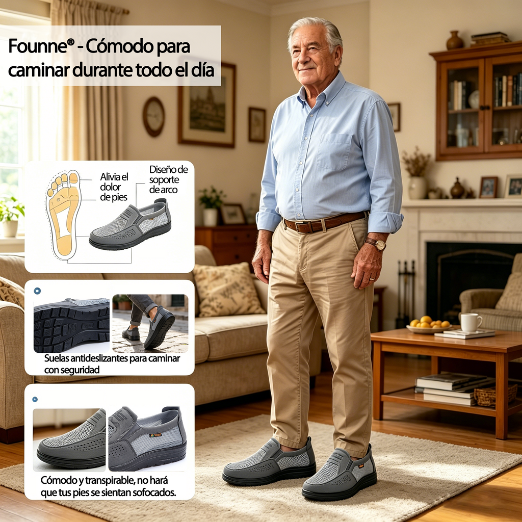 Founne® 【🔥Novedad | Mitad de precio por tiempo limitado⏰】 Zapatos de piel de becerro de alta calidad | Cuero genuino | Impermeables y antideslizantes | Alivian la fatiga del pie | Comodidad inmediata 👟（副本）（副本）