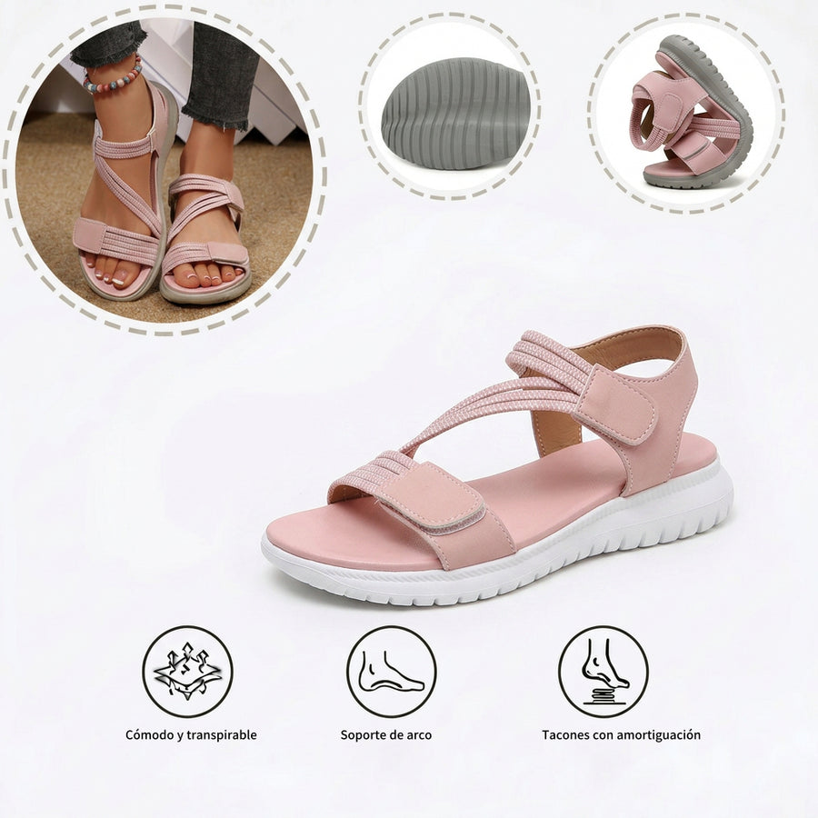Sandalias ortopédicas cómodas: soporte ergonómico para el arco del pie, ancho ajustable y diseño que realza la silueta de la pierna.