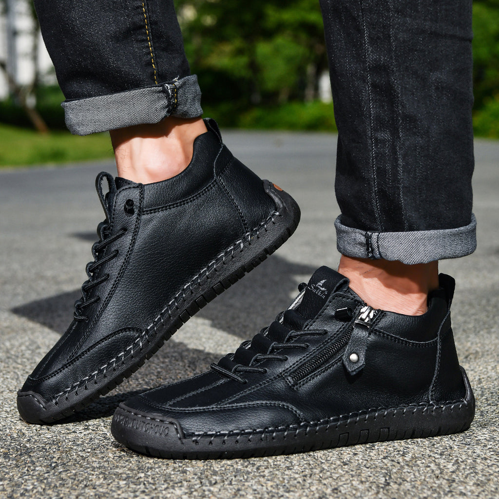 (🔥 ¡50% de descuento - No te lo pierdas!) Zapatos de piel "Cero Fatiga": Cremallera lateral, soporte plantar y suela antideslizante – su diseño ergonómico alivia la fatiga - unisex
