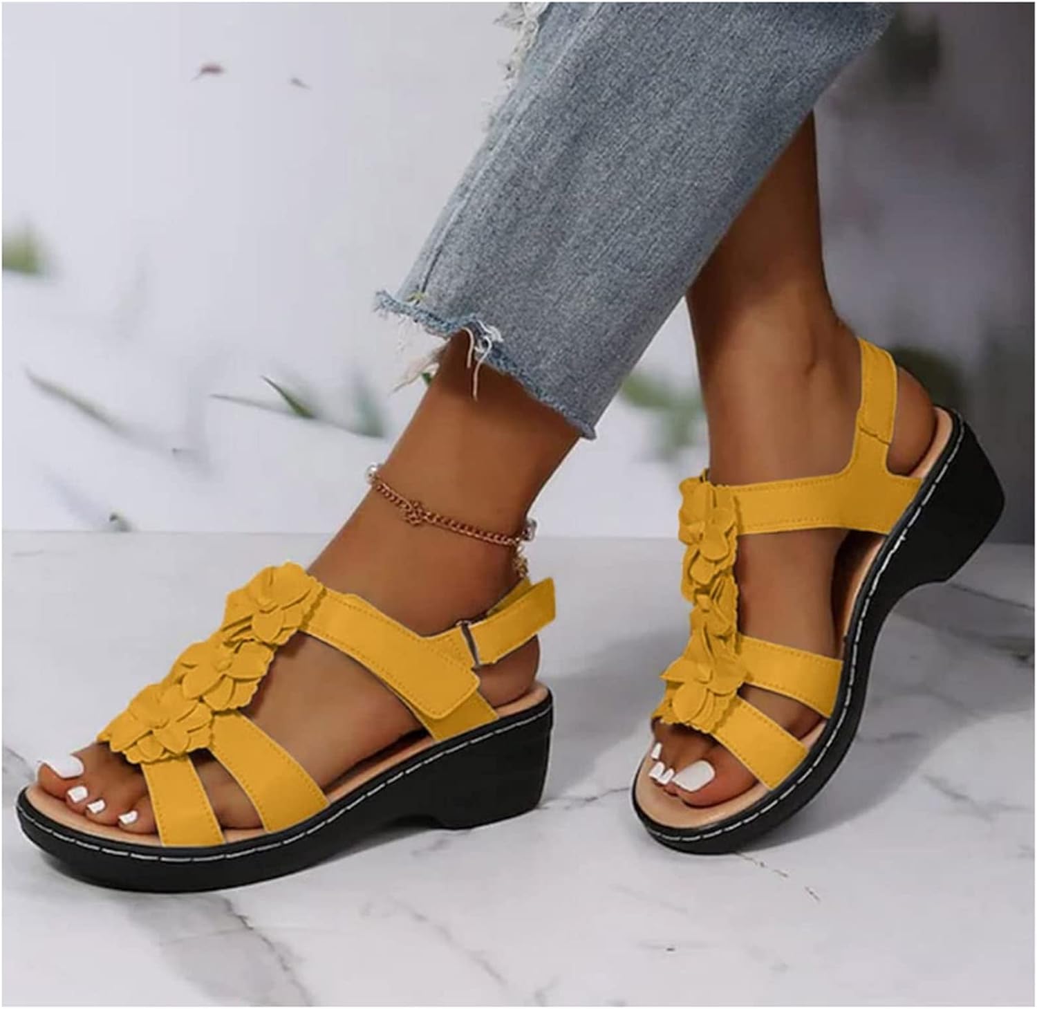 🔥 Sandalias ortopédicas de verano para mujer: soporte para el arco, tacón plano, ideales para quienes sufren de fascitis plantar. Fáciles, cómodas y sin dolor en cada paso ✅