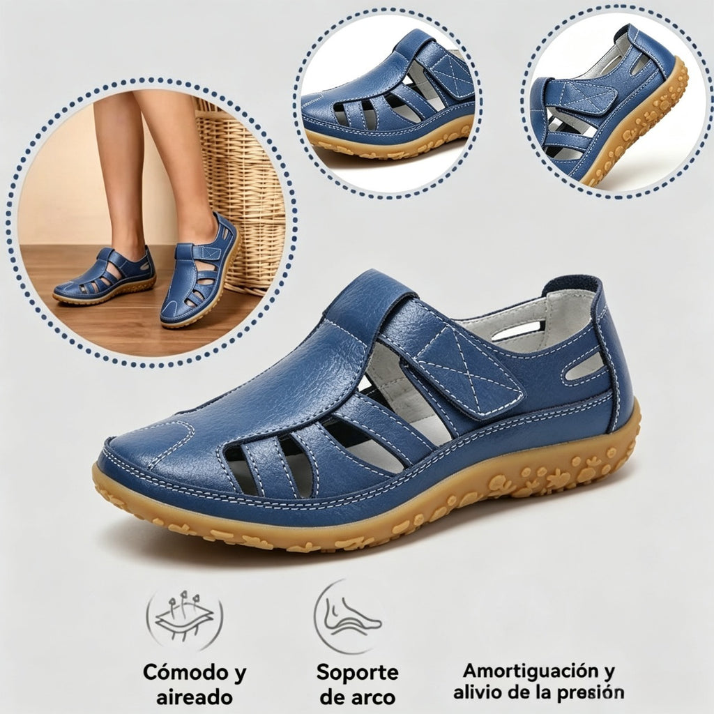 🔥50% de descuento: Sandalias BellaVita de cuero genuino cómodas — Suavidad premium · Antideslizantes · Ligeras · Frescas