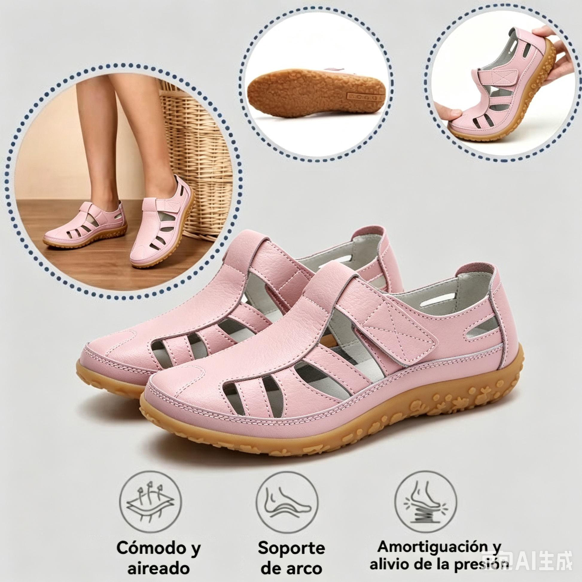 🔥50% de descuento: Sandalias BellaVita de cuero genuino cómodas — Suavidad premium · Antideslizantes · Ligeras · Frescas