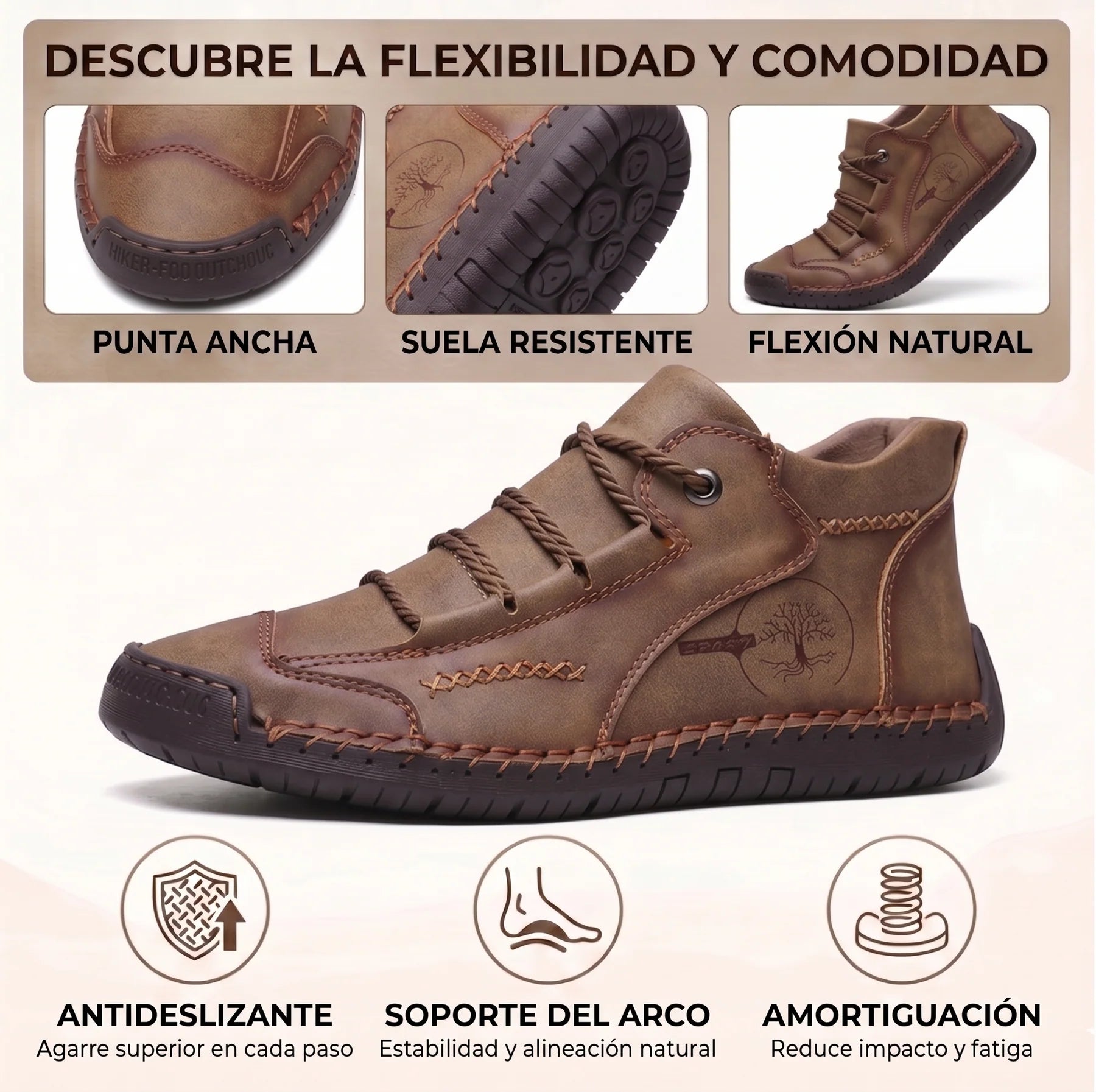 (🔥 50% de descuento - ¡No te lo pierdas!) Zapatos de piel de becerro premium - Zapatos ortopédicos - 👞 Impermeables y antideslizantes (soporte de arco para caminar más fácilmente)
