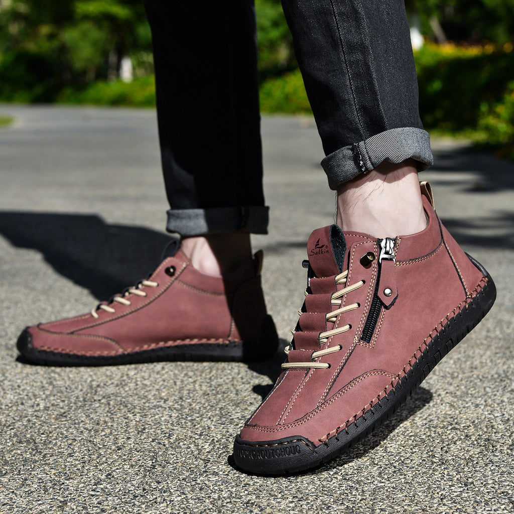 (🔥 ¡50% de descuento - No te lo pierdas!) Zapatos de piel "Cero Fatiga": Cremallera lateral, soporte plantar y suela antideslizante – su diseño ergonómico alivia la fatiga - unisex