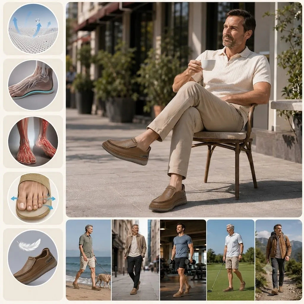 🎉 ¡Sconto del 50% hoy! 👞 Zapatos de cuero para hombre de uso diario 🐂 Hechos de piel de vacuno australiana de alta calidad ✅ Transpirables y ligeros 🦶 Soporte del arco plantar y eficaz absorción de impactos ✅ Ideales para caminar todo el día sin moles