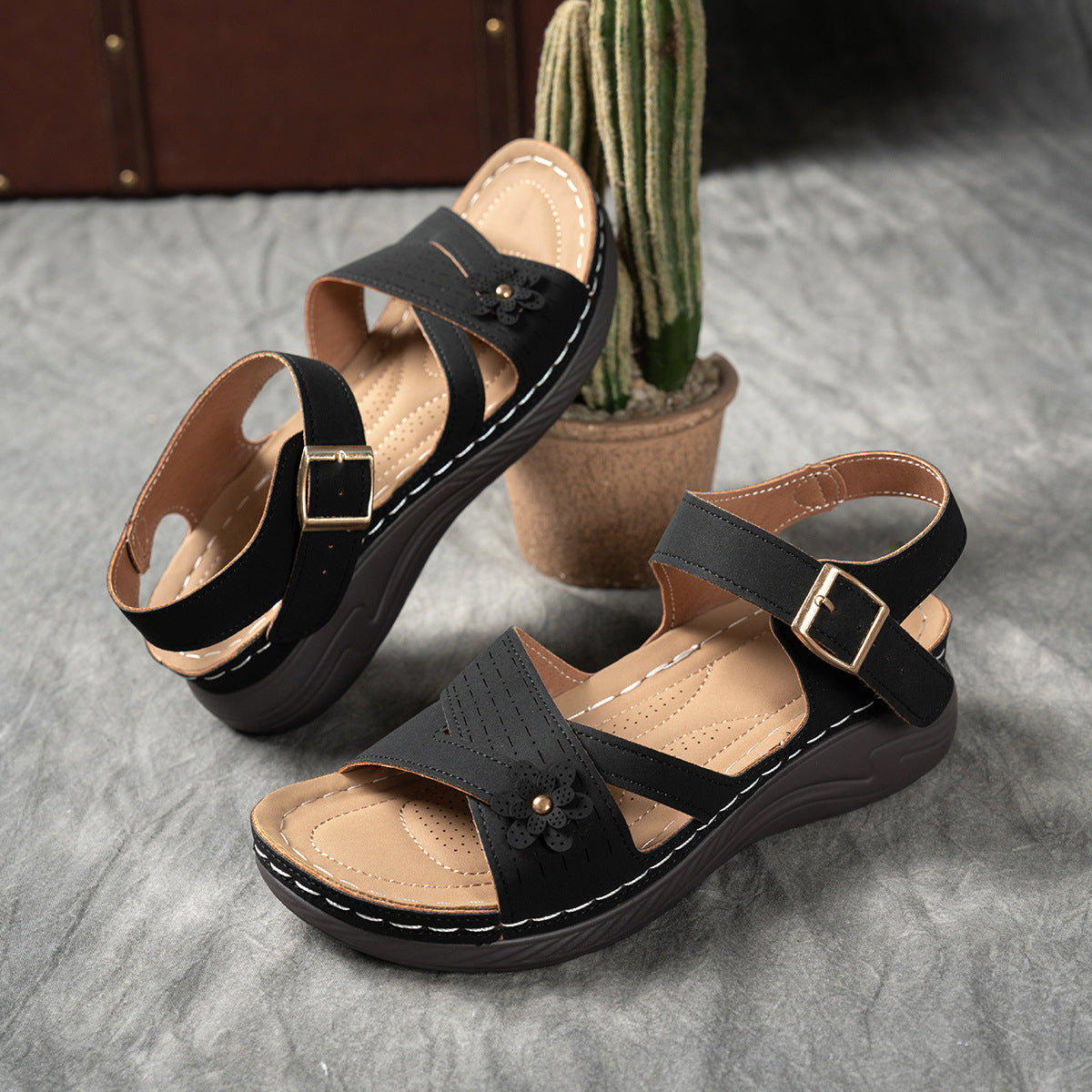 Sandalias ortopédicas ergonómicas — Con soporte para el arco del pie que ayuda a aliviar el dolor en los pies, estabilizar el talón y reducir la inestabilidad al caminar