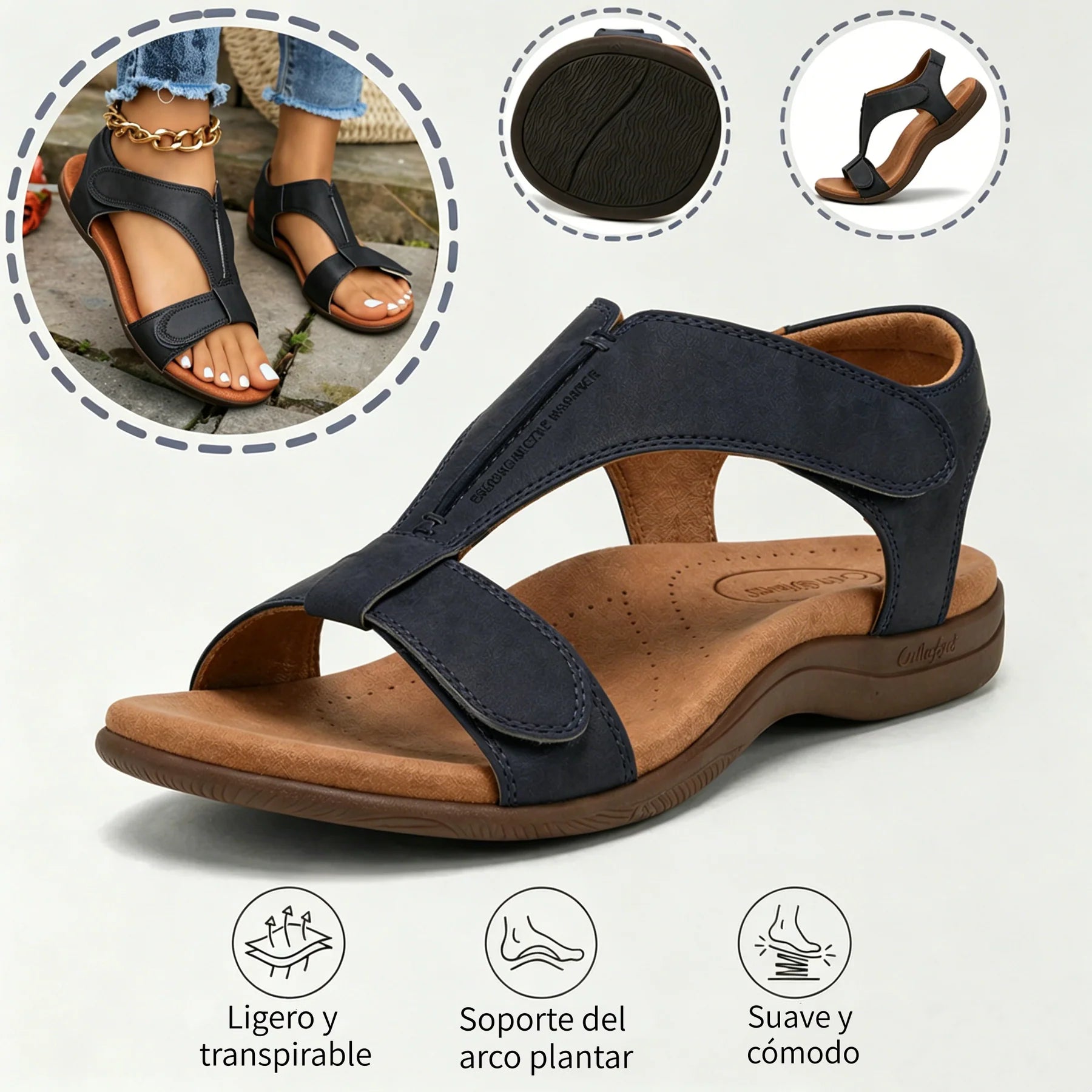 🔥 Sandalias ortopédicas de verano para mujer | Diseño ergonómico, soporte para el arco, comodidad durante todo el día | Antideslizante y transpirable ✅