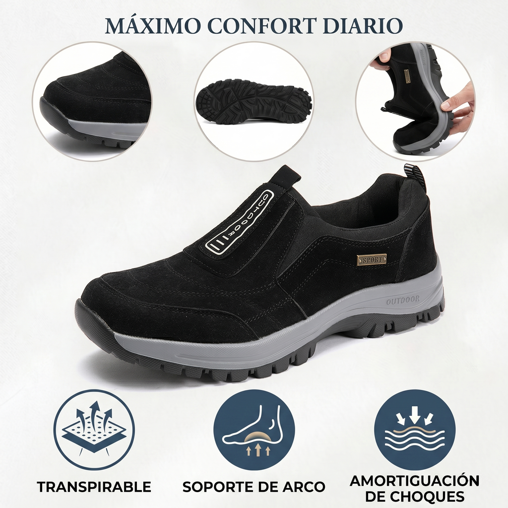 🔥 50% de descuento - ¡No te lo pierdas! 🦶Zapatos de Exterior ASSNAS para Hombre | Soporte de Arco Avanzado, Gamuza Antideslizante y Confort Total