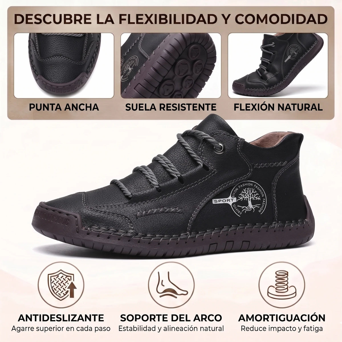 (🔥 50% de descuento - ¡No te lo pierdas!) Zapatos de piel de becerro premium - Zapatos ortopédicos - 👞 Impermeables y antideslizantes (soporte de arco para caminar más fácilmente)