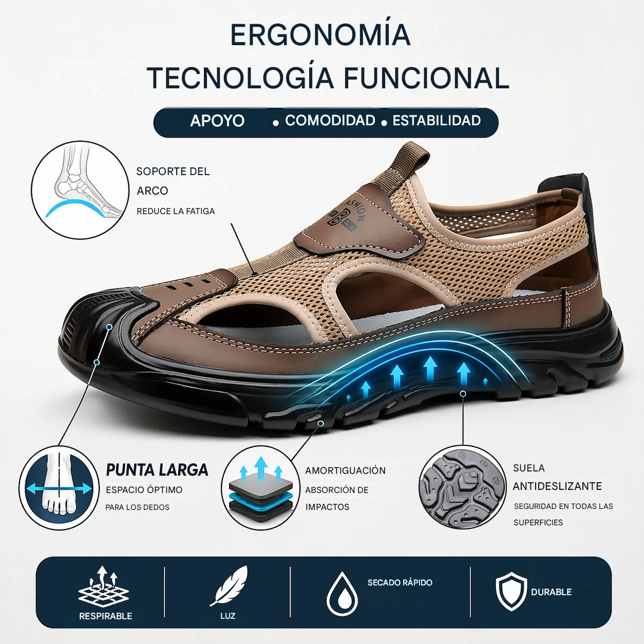 🔥 Oferta por tiempo limitado 🦶 Sandalias para hombre ✅, cómodas y transpirables, antideslizantes + soporte para el arco del pie. La elección perfecta para tus paseos de verano 👣
