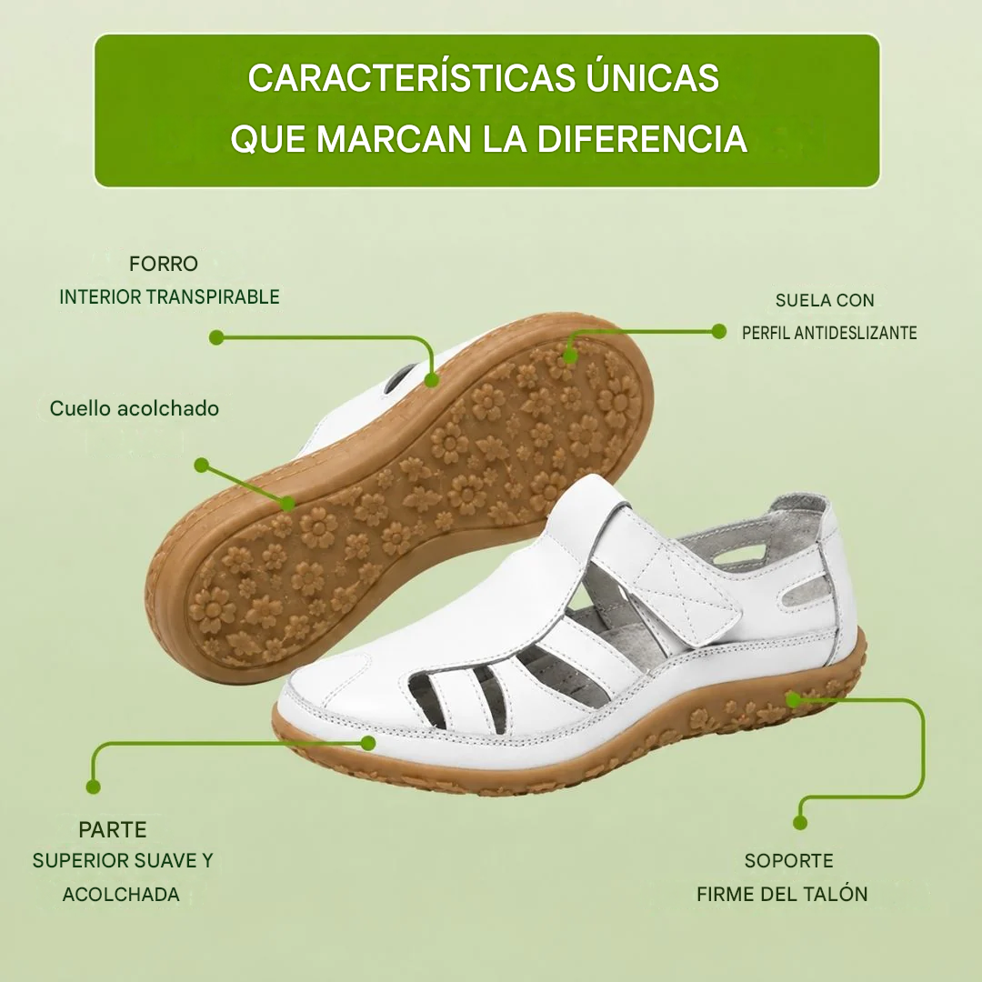 🔥50% de descuento: Sandalias BellaVita de cuero genuino cómodas — Suavidad premium · Antideslizantes · Ligeras · Frescas