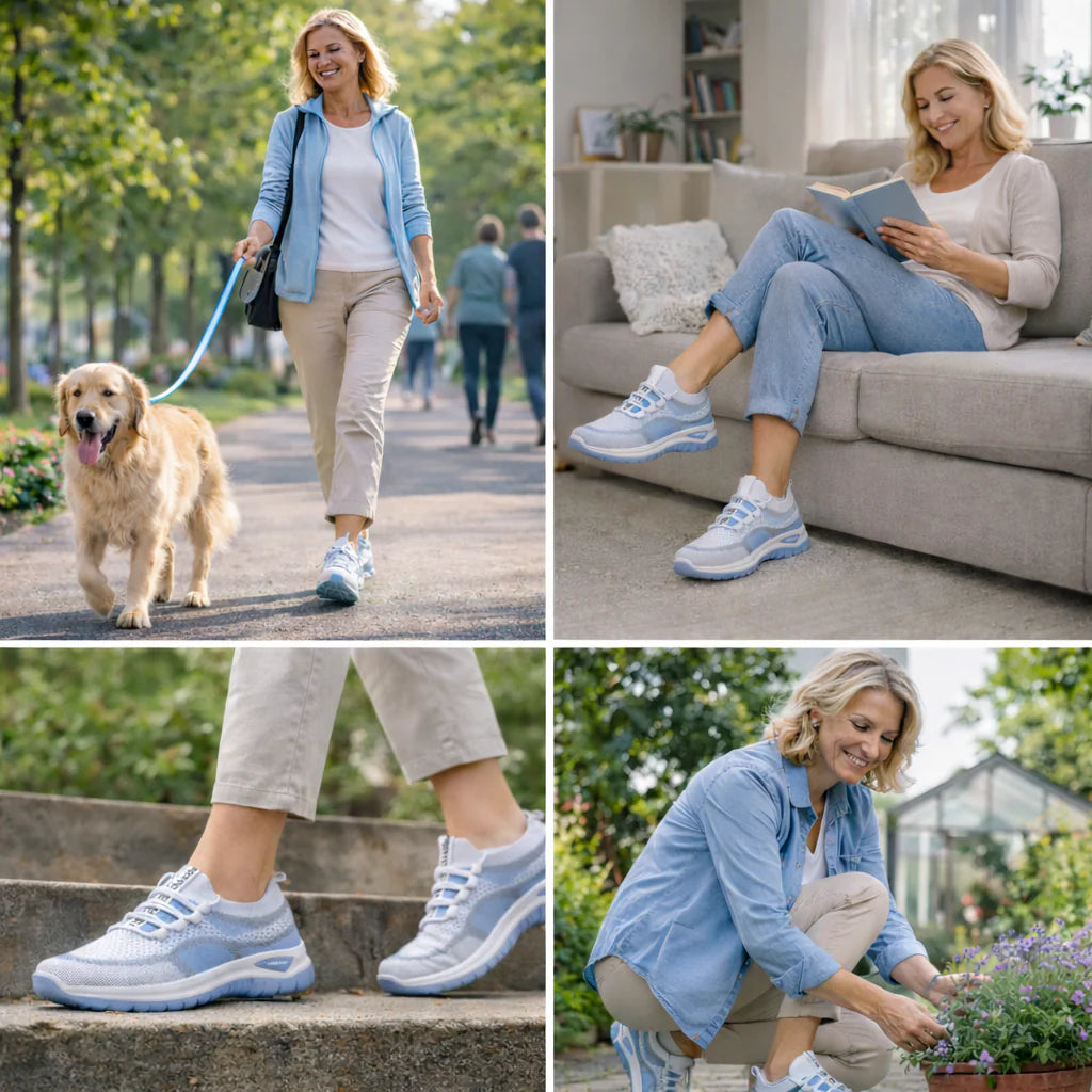 🔥Oferta especial por tiempo limitado🔥 Zapatos ortopédicos de malla para mujer: soporte para el arco, antideslizantes y con absorción de impactos 👟 Cada paso es fácil y cómodo, dile adiós al dolor ✅