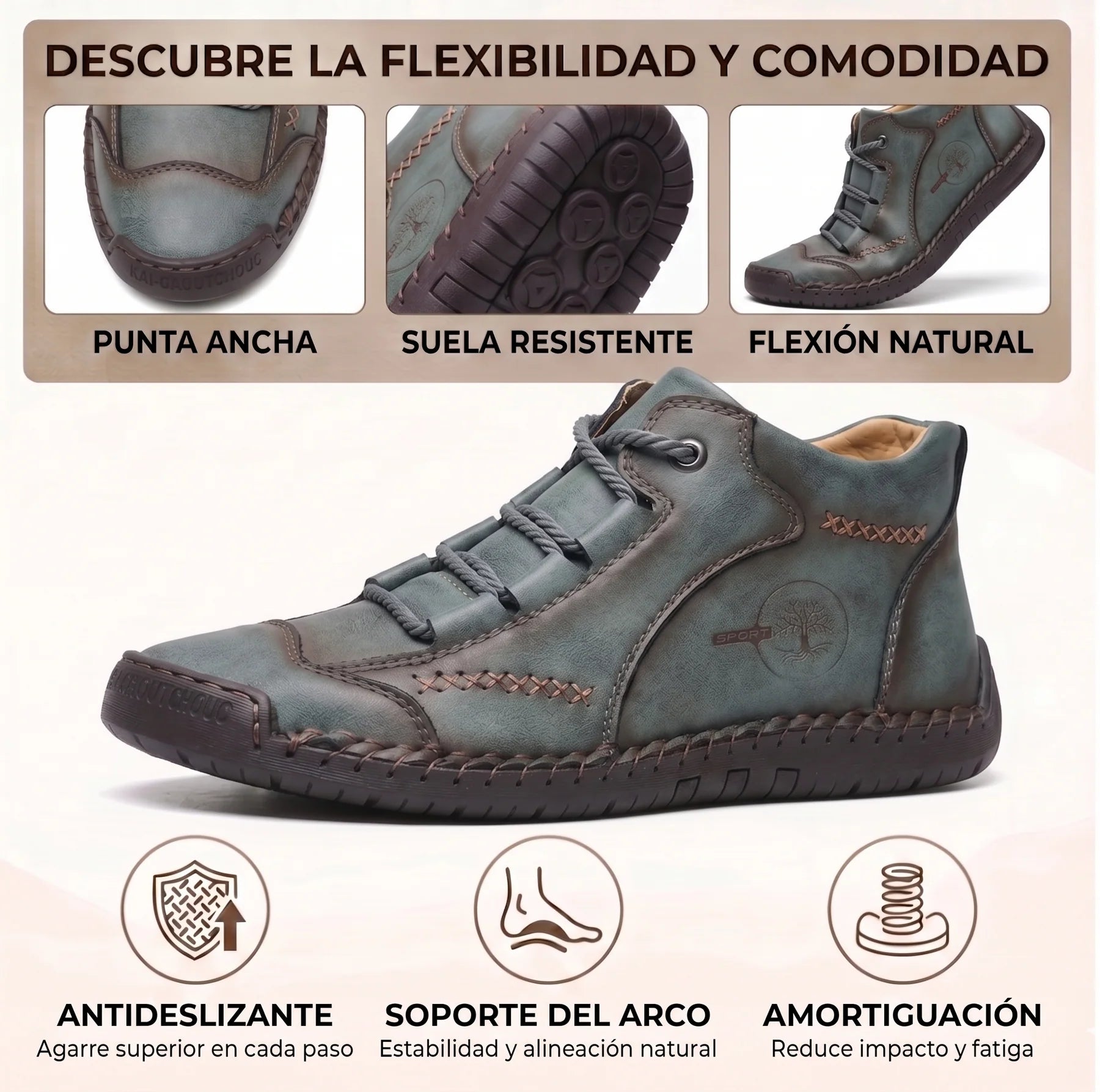 (🔥 50% de descuento - ¡No te lo pierdas!) Zapatos de piel de becerro premium - Zapatos ortopédicos - 👞 Impermeables y antideslizantes (soporte de arco para caminar más fácilmente)