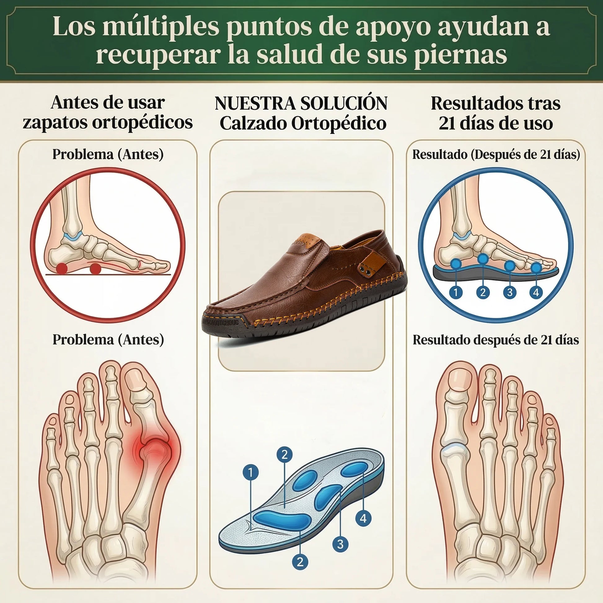 🎉¡Último día! ¡50% de descuento! ✅Zapatos ortopédicos médicos, mocasines de cuero genuino con soporte para el arco del pie, alivian eficazmente el dolor de espalda, articulaciones y pies, impermeables y antideslizantes.