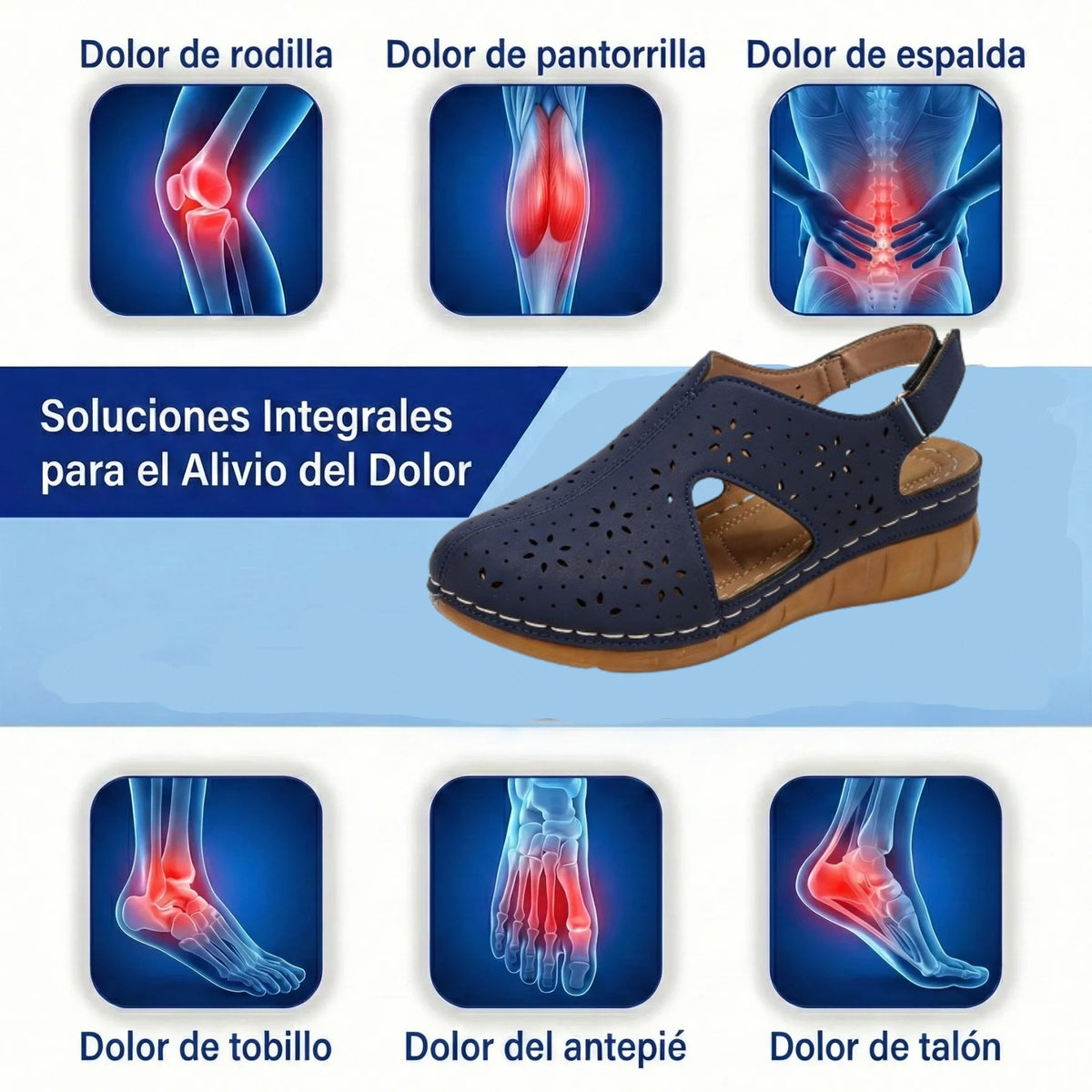 Sandalias con protección para los dedos: con soporte para el arco plantar, que alivia el dolor; ligeras y con amortiguación.