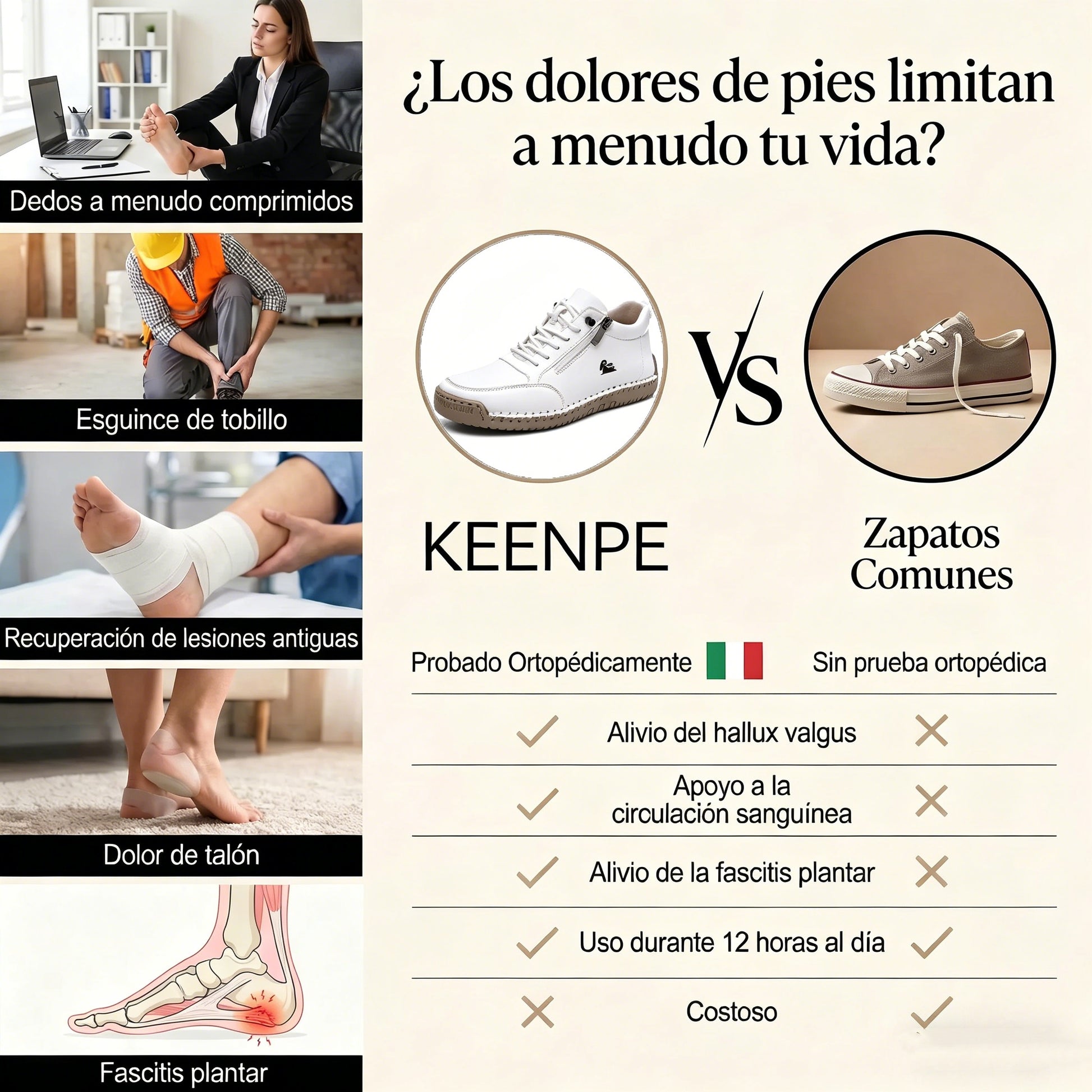 【🎁50% de descuento hoy - ¡No te lo pierdas!】Zapatos ortopédicos de diseño ergonómico - Piel de alta calidad + Cosidos a mano 👞