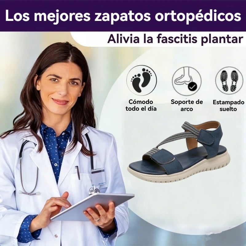 Sandalias ortopédicas cómodas: soporte ergonómico para el arco del pie, ancho ajustable y diseño que realza la silueta de la pierna.