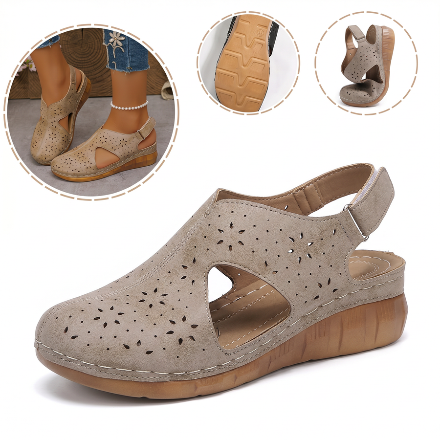 Sandalias con protección para los dedos: con soporte para el arco plantar, que alivia el dolor; ligeras y con amortiguación.