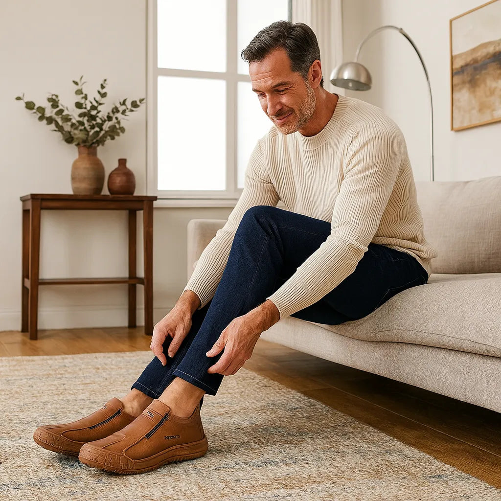 (🎉Último día para aprovechar el descuento del 40 %, ¡no te lo pierdas!) 🐂Zapatos ortopédicos para hombre, confeccionados en piel de becerro australiana👞 Piel ✅Cosidos a mano, soporte plantar: caminata cómoda, alivian el dolor